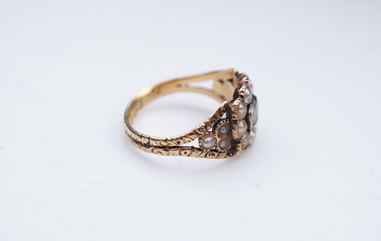 A Regency pearl mourning ring, circa 1824